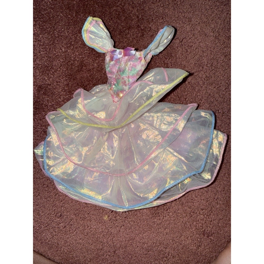 Happy Birthday Barbie 1995 Shiny Multicolor Gown Only - Vintage Vibrant